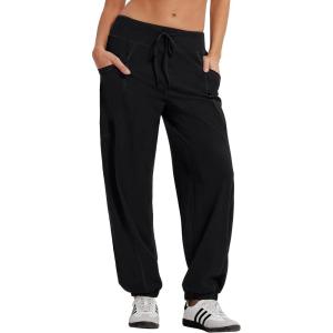 imageMOOSLOVER Women Baggy Jogger Pants Cotton Lightweight Sweatpants Drawstring Casual Athletic Lounge PantsBlack
